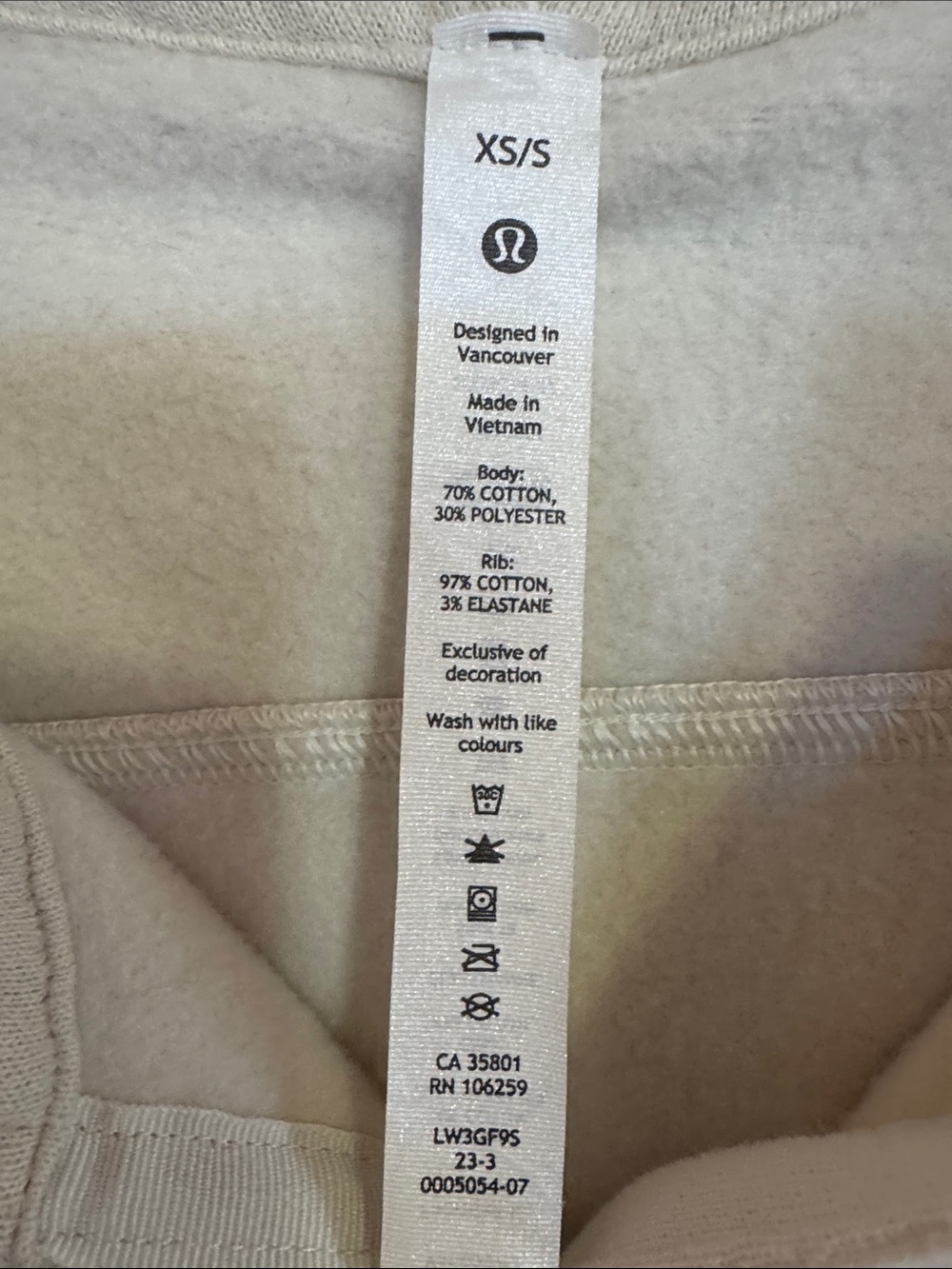 Lululemon Women's Cropped Half-Zip Hoodie - Cream - Picture 2 of 3